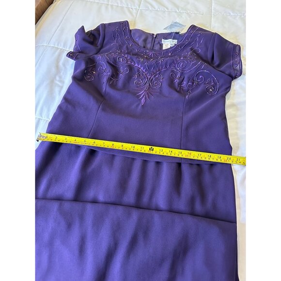 Coldwater Creek Purple Embroidered Beaded Popover Semi-Formal Party Dress 16p - Picture 4 of 16